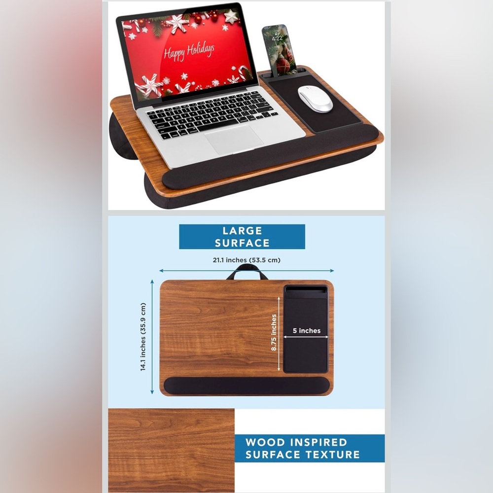 Wooden Laptop Lap Desk with Mouse Pad